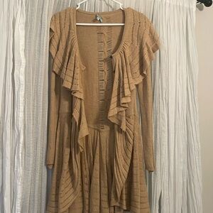 Anthropologie leifnotes beige/tan ruffle cardigan